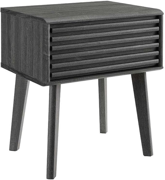 Modway Render Mid-Century Modern End Table or Nightstand in Charcoal, 15 x 19 x 21.5