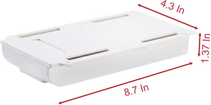 Under Desktop Drawer Storage Box, 2 Pcs 8.7 Inch x 4.3 Inch x 1.37 Inch White Plastic for Home and Office Storage (Small)