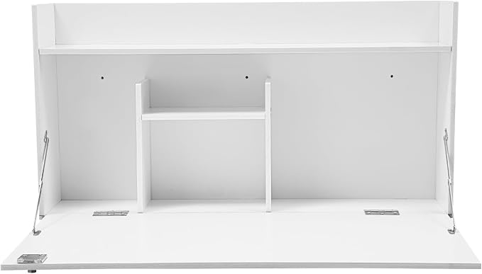 Wall-Mounted Foldable Desk Cabinet with Storage Drawers, Space-Saving White PVC Organizer for Home Office, Study Room, Bedroom, Small Apartment & Remote Work