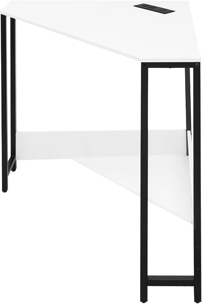 Corner Desk with Storage Shelves,Adjustable Shelf Corner Desk - Triangle Writing Desk with Maximized Storage for Efficient Use of Space (White)