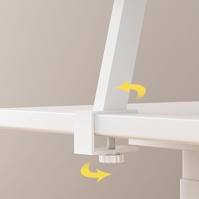 Clamp On Desk Organizer Shelf White, Above Desk Storage Extension Portable No Drill Required Bookcase Clamp Rack for Home Office Dorm Workstation and Study Space (White, 23.6x7.8 in)