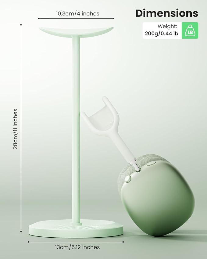 Headphone Stand, Desktop Headset Holder, Green | Earphone Stand, Gaming Headphone Hanger, Enlarged Headrest Heavy Base, Office Desk Accessories for All Headphones Size