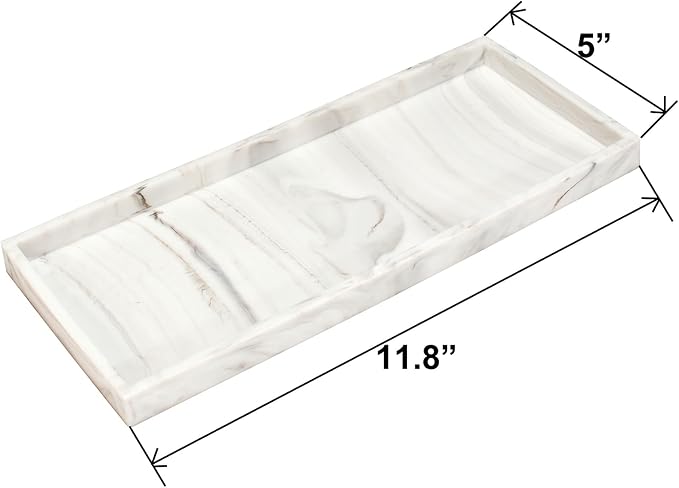 DNC Silicone Bathroom Tray for Counter, 2PC 11.8" Vanity Tray for Countertop, Kitchen Sink Soap Tray for Dish Holder Dispenser Toilet Tank Desk Organizer