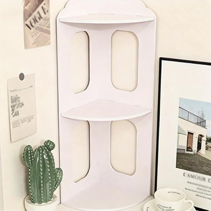 Corner Bookcase Bedside Bookshelf Corner Rack Organizer with Unique Shape Suitable(11.02 * 11.02 * 23.62In)