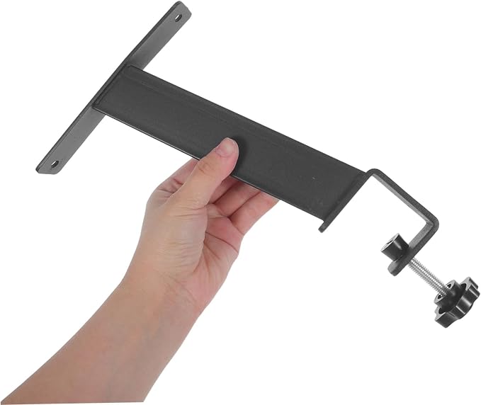 Holibanna 2pcs Black Carbon Steel Desktop Extension Bracket Clamp on Desk Riser Legs, Heavy Duty Workbench Clamp Mount Shelf Support for Office and Home Workstation