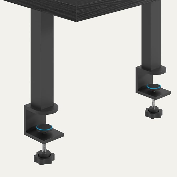 MAHANCRIS Clamp On Desk Organizer, 2-Tier Desktop Bookshelf, Adjustable Desk Storage Shelf, Metal Frame, for Office, Study and Game Room, Black DSBK3501 (Pack of 2)