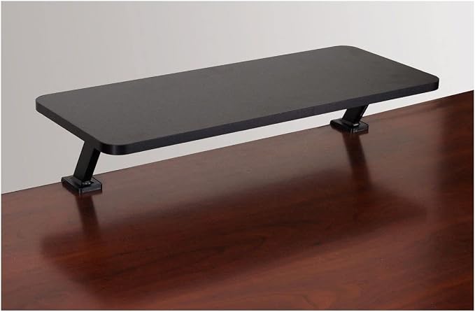 Kantek Ergonomic Mounted Computer Monitor Riser Stand, Floating Desk Shelf, Clamp On Base, 25.6" X 10.2" X 5.1", Black