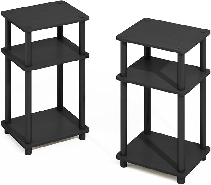Furinno Turn-N-Tube Storage Shelves, Stackable Standing Shelf, Open Corner Shelf, for Organization and Storage, Living Room, Garage, Home Office, Americano