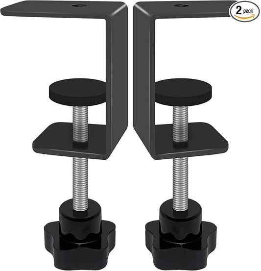 2-Pack Heavy Duty Adjustable C-Clamp with M8(0.31") Screw Hole - Steel Desk Clamp for Lamp, Microphone, Light Poles & Table | Multi-Purpose Clamps for Secure Mounting