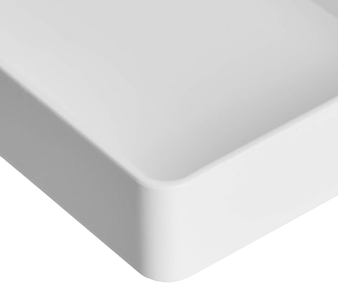 Amazon Basics Rectangular Plastic Desk Organizer, Half Accessory Tray for Office Supplies and Workspace Organization, 9.4" x 3.3" x 1", White (Pack of 2)