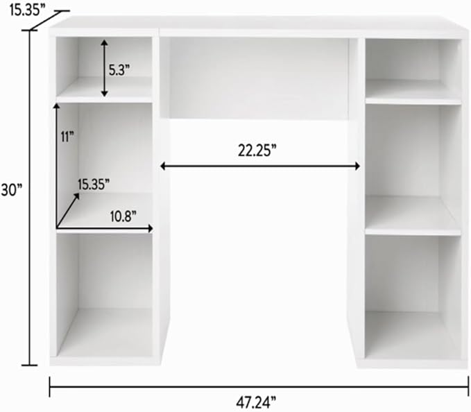 6-Cube Storage Computer Desk, White,for Office use