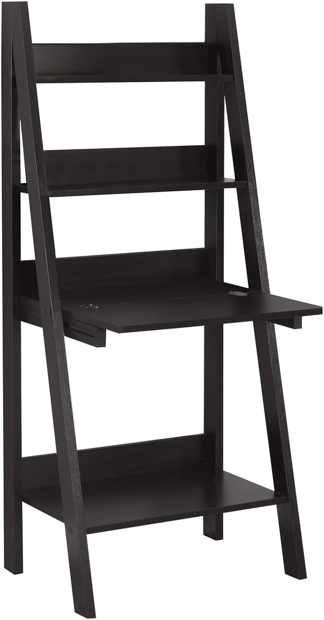 Monarch Specialties Tryy Ladder Desk - Bookcase - Wall Bookshelf - Stand Shelf, 61"H, Cappuccino