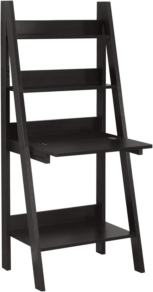 Monarch Specialties Tryy Ladder Desk - Bookcase - Wall Bookshelf - Stand Shelf, 61"H, Cappuccino