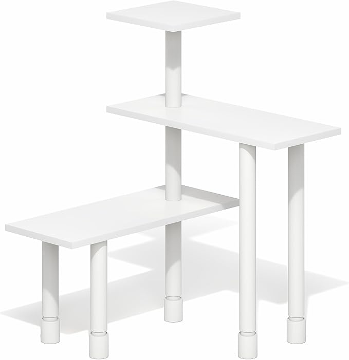 Furinno Turn-N-Tube Corner Shelf, 3-Tier Countertop Corner Organizer, Toolless Pantry Organizers and Accessories, Adjustable Table Top Shelf, for Vanity, Small Spaces, Kitchen, Bathroom, White