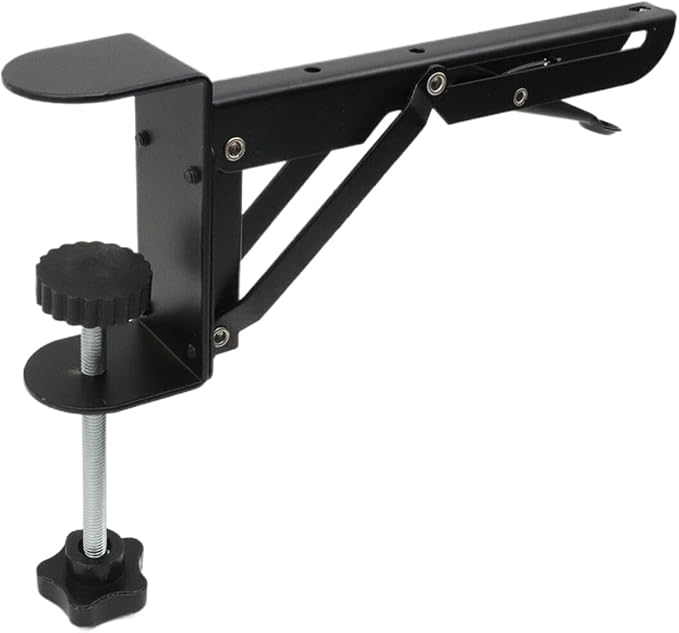 1 Set Desk Extension Folding Shelf Brackets,Metal Tablet Mount Arm Computer Desk Extender Clamp,Keyboard Rack Desktop Extension Tray,Black Large Clip