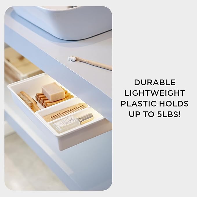 GAROOD Under Desk Drawer, Slide out Hidden Desk Drawers Organizer, Self-adhesive drawer for office/classroom/home 13.3'' x 10.02'' x 2.8’’ (White)