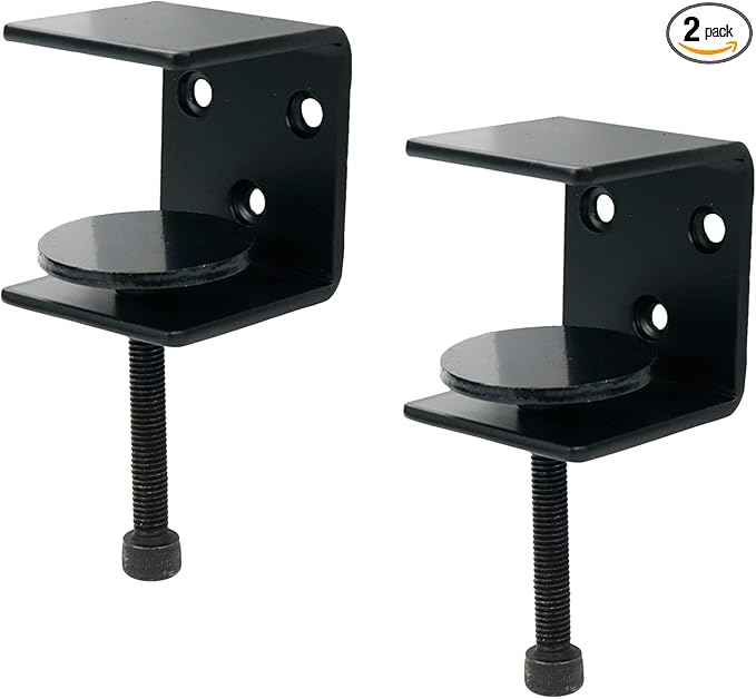2PCS Adjustable C-Clamp Bracket Clamp Iron Heavy Duty Mount Desk Partition Clamp, with Wide Jaw Openings for DIY Open Shelf Brackets, include Screws