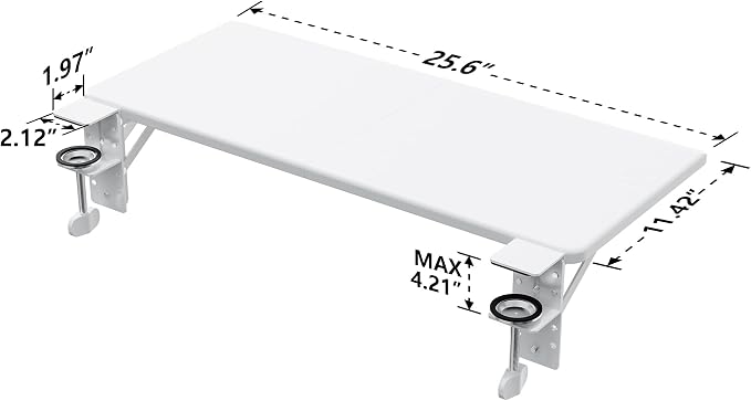 ETHU Ergonomics Desk Extender Tray, 25.6"x11.4" Large Size Foldable Keyboard Extender Tray Clamp On, Armrest Support for Home and Office (White)