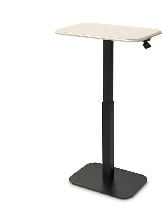 Elevance Height Adjustable Side Table, White Base, Cloud White Top | Sofa Laptop Table for Couch & Bed | Small C-Shape End Table for Home or Office