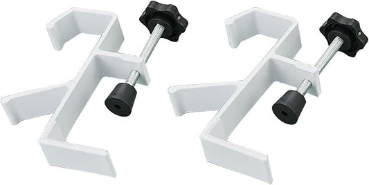 2 Pcs Adjustable Table Clamp Hooks Aluminum Alloy Under Desk Holder Desk Side Mount Hook for Headphones Bags Hats Keys Vacuum Cup (White)