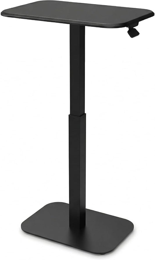 Elevance Height Adjustable Side Table, Black Base, Carbon Black Top | Sofa Laptop Table for Couch & Bed | Small C-Shape End Table for Home or Office