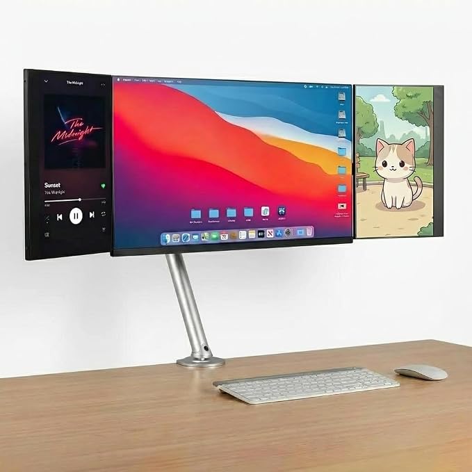 1Pcs Magnetic Side Arm Portable Monitor Mount, Adjustable Full Metal VESA Extension Arms for Triple Screen Setup, Portable Monitor Holder Side Arm Bracket for 10"-18" Tablets and External Displays