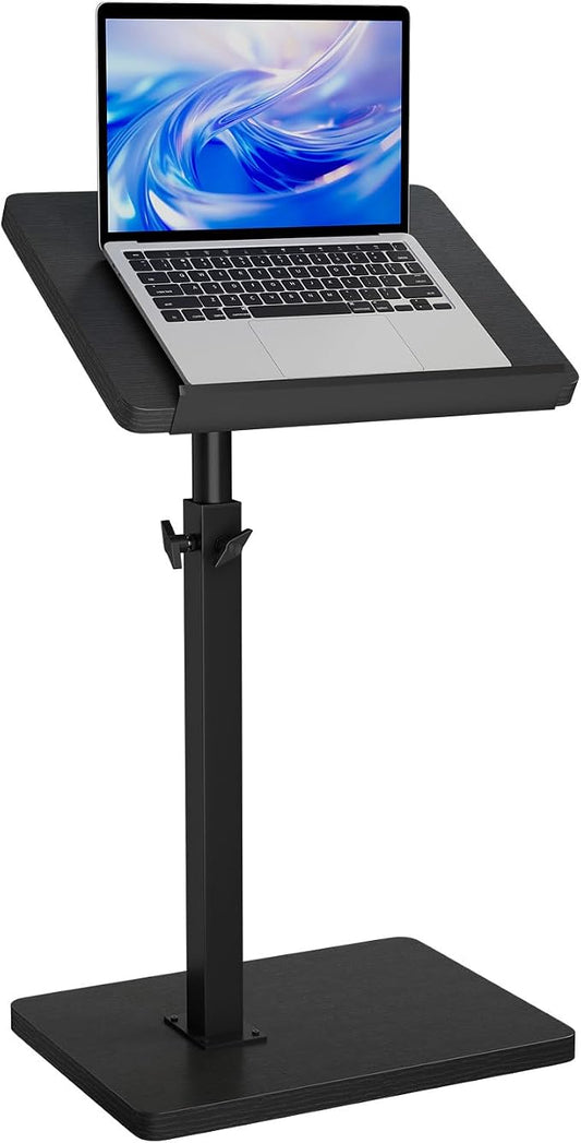 IBUYKE C Shaped Side Table, Angle Adjustable, 360° Swivel Height Adjustable End Table for Small Spaces, for Phone Computer & Tablet, Modern Small Coffee Snack Table for Sofa/Bed, Black UTVT004B