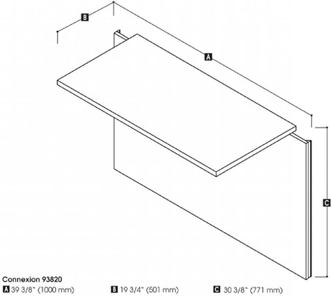 Bestar Connexion 40W Desk Bridge in Slate & Sandstone