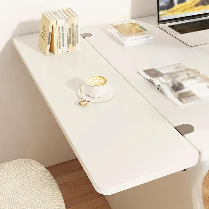 Desk-side Extension Arm with Support Tray,Drill-free Clamp-on Desk Extension Tray,Ergonomic Armrest with 90° Folding Design,Suitable for Dorms and Office Desks.(White,50x25cm/19.7x9.8in)