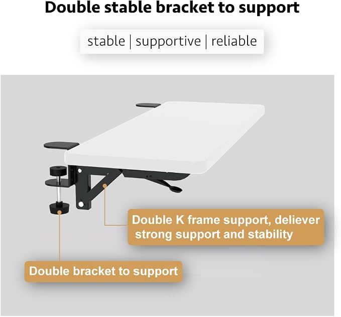 Ergonomics Desk Extender Tray, Suitable for Office. Foldable, Punch-Free Clamp on.Computer Keyborad Tray, Desk Extension Board (29.53"*9.45"(75cm*24cm), White Carbon Fiber)…