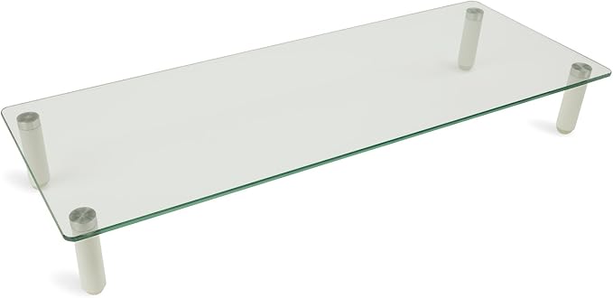 Mount-It! Glass Desktop Monitor Stand Riser | Raised Laptop Stand Organizer | 22 Inches Wide Clear Tempered Glass | Computer Screen TV and Office Desk Organization Supplies | Supports up to 44 Pounds