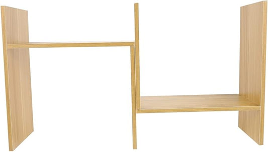 VILLCASE Desktop Storage Shelf Bookshelf Organizer Standing Desk Storage Rack for Stationery Sundries and Home Office Use Walnut Color Compact Design for Adults