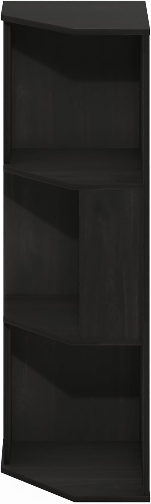 Furinno ECON Corner Shelf, 3-Tier Corner Book Shelf, Standing Storage Shelves, Cube Display Rack, Bookshelf, for Organization and Storage, Living Room, Home Office, Dark Espresso