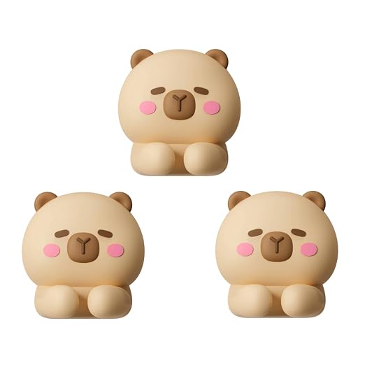 Capybara Cable Organizer, Adorable Animal-Shaped Cable Clips, Desk Cable Management Cord Holder for Home and Office, Cute Wire Clips for Headphones, Chargers, USB Cables (3-Pack)