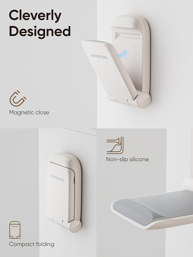 MAMUVIMO Headphone Stand, Headset Stand Foldable ＆ Sticky, Headphone Holder Hook Mount with Non-Slip Silicone, Adhesive Earphone Desk Hanger Clip Space-Saving for Airpods Max, All Earphones- Starlight