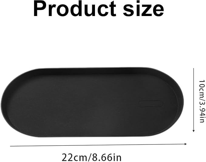 Black Silicone Vanity Tray, 8.66x3.94 Inch Oval Food-Grade Counter Organizer, Dishwasher Safe Scratch-Proof Storage Tray for Jewelry Makeup Bathroom Desk