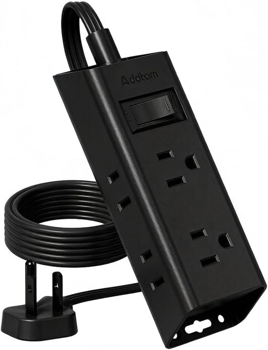 Addtam Flat Plug Power Strip with 6 Outlet Extender, 6 FT Extension Cord Flat Wall Plug with Multiple Outlets, No Surge Protector for Cruise Ship, Travel, Dorm, Home Office, Cruise Essentials, Black