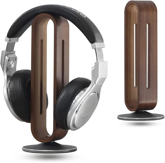 Headphone Stand for Desk,Bright Stone Wood Headset Holder Bamboo & Aluminum Earphone Stand for All Headphones (Grey)