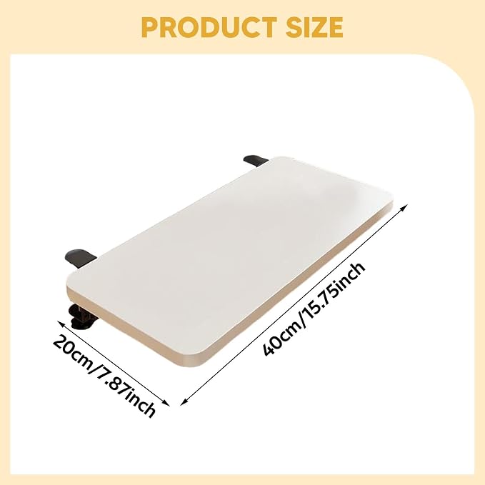 Desk Extension Shelf Board, Keyboard Tray Folding for Computer Table for Home Office Easy Installation Wrist Support, White