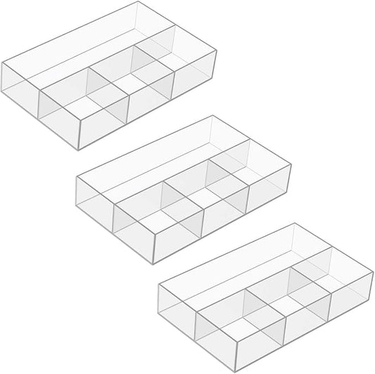 JessLab Acrylic Makeup Organizers, 3-Pack Bathroom Organizer for Drawer, Cosmetic Display Cases for Vanity, Countertop, Desk, Kitchen, and Cabinet Storage