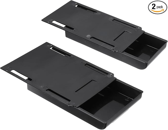 PATIKIL 2 Pack Under Desk Drawer Slide Out, 8.66 x 6.1/4.3" Plastic Table Storage Drawers Slide Out Storage Box for Laptop Study Desks Dining Dressing Tables Wardrobes Cabinets, Black
