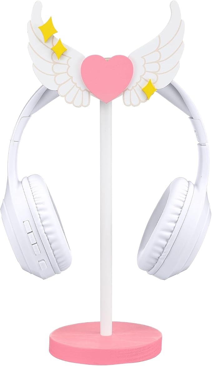 Kingdder Wings Headphone Stand Cute Wood Headphone Stand Adorable Headset Holder Accessories Gamer Gifts for Teenage Teacher Women Girlfriend Office Worker Wife Gamer Room Office Desk