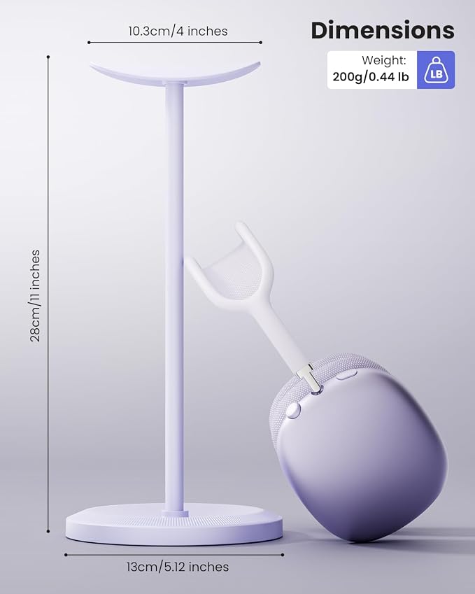 Headphone Stand, Desktop Headset Holder, Purple | Earphone Stand, Gaming Headphone Hanger, Enlarged Headrest Heavy Base, Office Desk Accessories for All Headphones Size