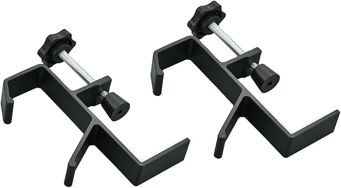 2 Pcs Adjustable Table Clamp Hooks Aluminum Alloy Under Desk Holder Desk Side Mount Hook for Headphones Bags Hats Keys Vacuum Cup (Black)