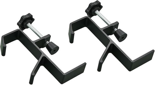 2 Pcs Adjustable Table Clamp Hooks Aluminum Alloy Under Desk Holder Desk Side Mount Hook for Headphones Bags Hats Keys Vacuum Cup (Black)