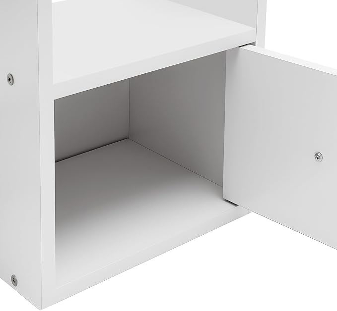 Desk Shelf, Wooden Office Desktop Display Organizer Rack with Handles, Adjustable 9 Compartment Storage Rack, Space Saving Desktop Bookshelf for Office Home Dorm (White)