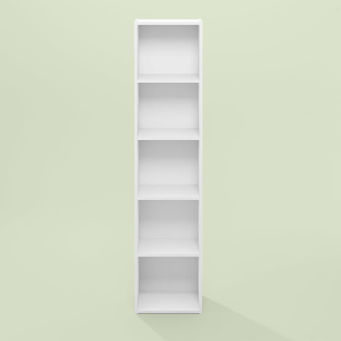 Hagen 5-Tier Open Shelf Bookcase, Bookshelf, for Living Room and Home Office, White