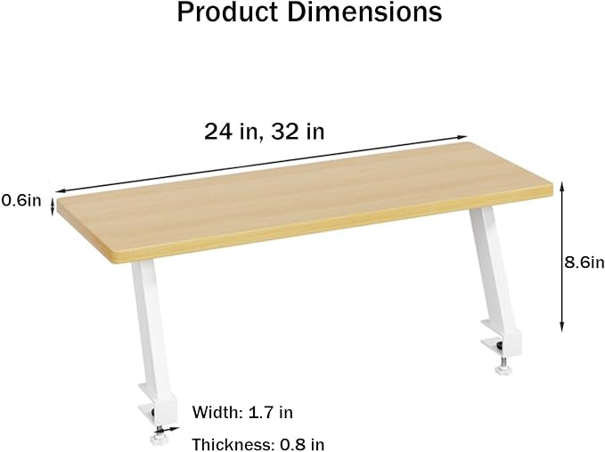 Desktop Shelf Organizer, 24in Space-Saving Desk Storage Rack, 1 Tier Hutch Shelf for Home Office Study, Clamp On Design