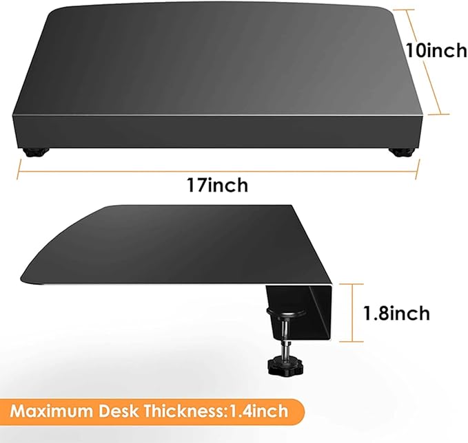 17 inch Corner Desk Connector, L Desk Corner Sleeve with Mounting Under Desk Drawer, Platform Extender Attachment for Extender Desk Space, Computer Laptop Home Office