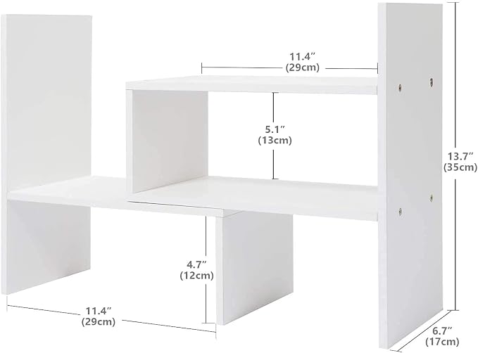 Adjustable Desktop Bookshelf & Desk Organizer Shelf, Counter Top Free Style Display Shelf Rack, Office Supplies Storage Shelf for Desk, Small Desk Hutch Top of Desk Organizers and Accessories